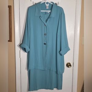 Chic Teal 2 Piece Dress And Jacket Set